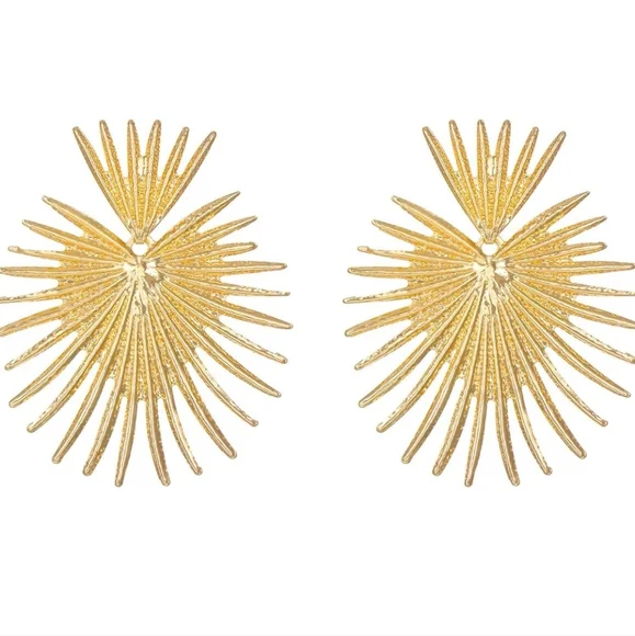 Women's Bohemian Gold Hypoallergenic Stud | Sunflower Designed Earrings - Picture 2 of 6